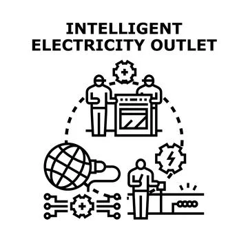 Intelligent electricity outlet technology managing smart energy grid Stock Illustration