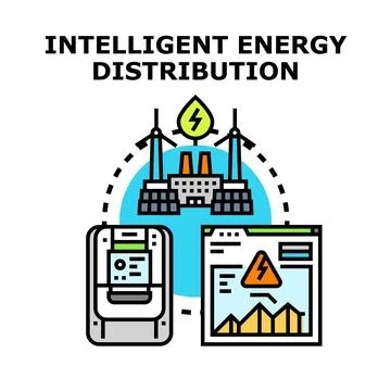 Intelligent energy distribution smart grid management concept Stock-Illustration