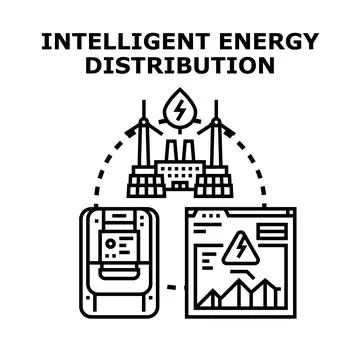 Intelligent energy distribution smart grid management concept Stock Illustration