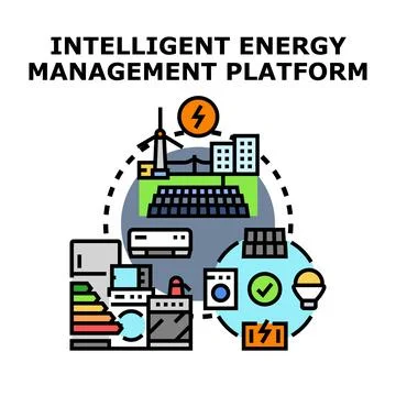 Intelligent energy management platform controlling smart home devices Stockillustratie