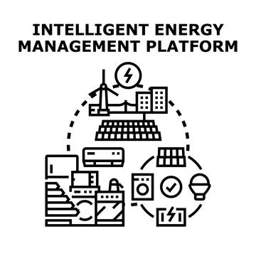 Intelligent energy management platform controlling smart home devices 스톡 일러스트
