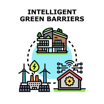 Intelligent green barriers concept for smart environmental protection Stock Illustration