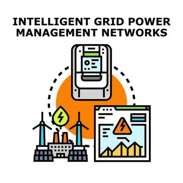 Intelligent grid power management networks concept Ilustración de archivo