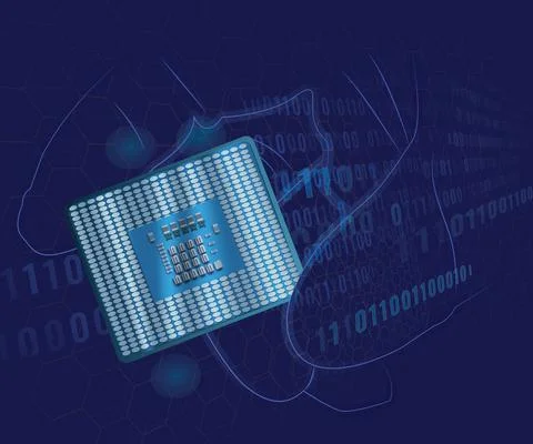 Intelligent high-tech computer chip Stock Illustration