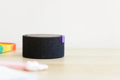 Intelligent home assistant. Interactive speaker for a child. A smart speaker  Stock Photos