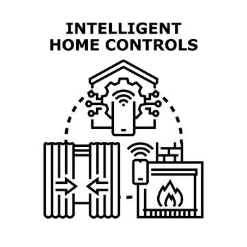 Intelligent home controls smart technology system management Stock Illustration