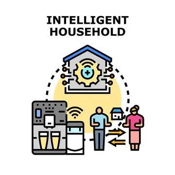 Intelligent household system connecting smart home technology Stock Illustration