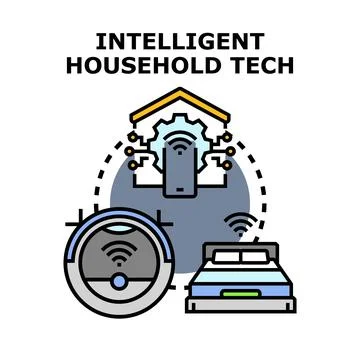Intelligent household tech concept integrating smart devices Stock Illustration