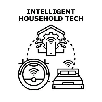 Intelligent household tech concept integrating smart devices Stock Illustration