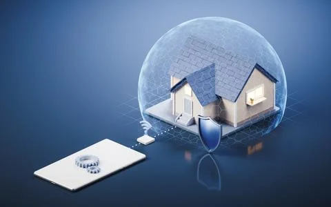 Intelligent housing system and remote control, 3d rendering. Ilustración de archivo