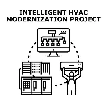 Intelligent hvac modernization project for building systems Ilustración de archivo