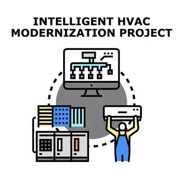 Intelligent hvac modernization project for building systems Stock Illustration