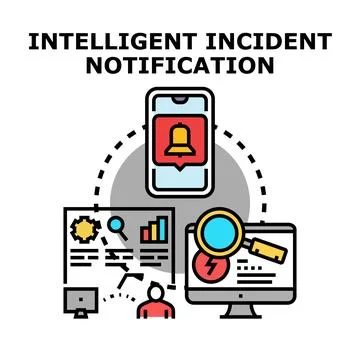 Intelligent incident notification system detecting digital problems Stock Illustration