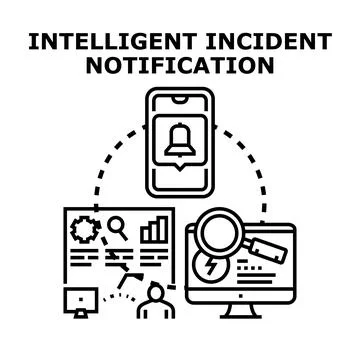 Intelligent incident notification system detecting digital problems Stock Illustration