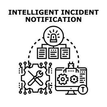 Intelligent incident notification system managing digital alerts 스톡 일러스트