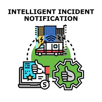 Intelligent incident notification system providing emergency response Stock Illustration