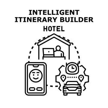 Intelligent itinerary builder optimizing travel accommodation planning Stock Illustration