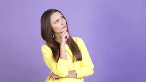 Intelligent lady decide mind remember isolated bright color background Stock Footage 169997280