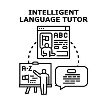 Intelligent language tutor concept for online language education Stockillustratie
