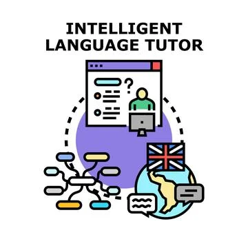 Intelligent language tutor concept for online language learning 스톡 일러스트