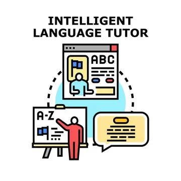 Intelligent language tutor concept for online language education Stock Illustration