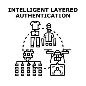 Intelligent layered authentication concept providing secure access control Stock Illustration