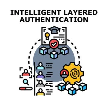 Intelligent layered authentication managing secure access process Stock Illustration