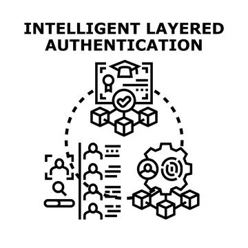 Intelligent layered authentication managing secure access process Stock Illustration