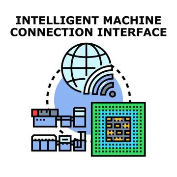 Intelligent machine connecting interface for global network communication Stock Illustration