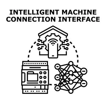 Intelligent machine connection interface with computing module 스톡 일러스트