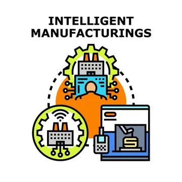 Intelligent manufacturing process engineering connecting technologies Stock Illustration