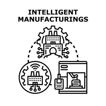 Intelligent manufacturing process engineering connecting technologies Illustrazione stock