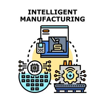 Intelligent manufacturing process optimizing digital factory production Illustrazione stock