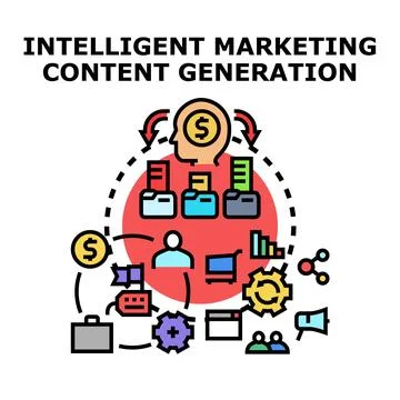 Intelligent marketing content generation creating valuable digital assets 库存插图