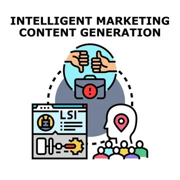 Intelligent marketing content generation process concept vector Stock Illustration