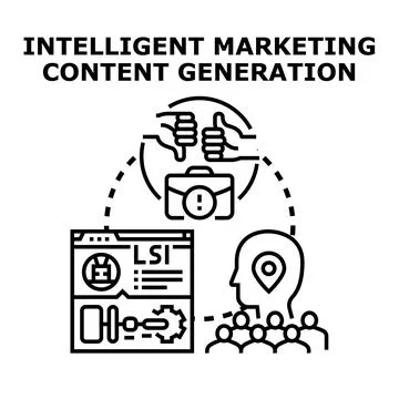 Intelligent marketing content generation process concept vector Stock Illustration