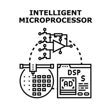 Intelligent microprocessor designing and technology processing Stockillustratie