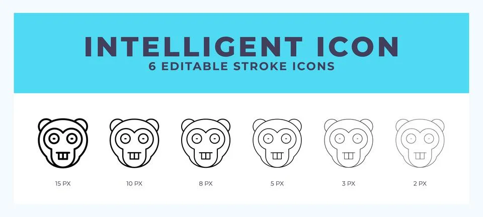 Intelligent monkey icon. Editable stroke line icon vector illustration. Illustrazione stock