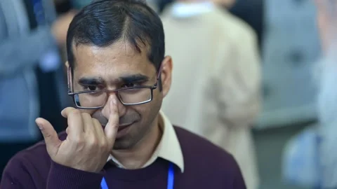 Intelligent multi-ethnic men are talking during conference in modern company Stock Footage 139056947