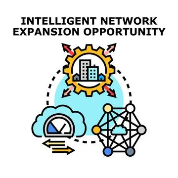 Intelligent network expansion opportunity with cloud technology development イラスト素材
