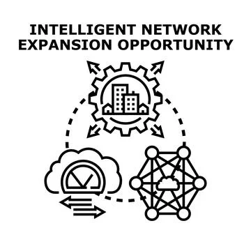 Intelligent network expansion opportunity with cloud technology development イラスト素材