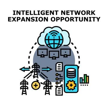 Intelligent network expansion opportunity connecting global data Stock Illustration