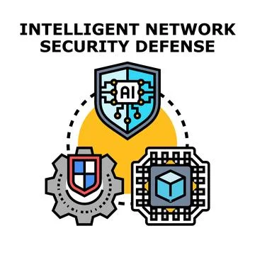 Intelligent network security defense system concept イラスト素材