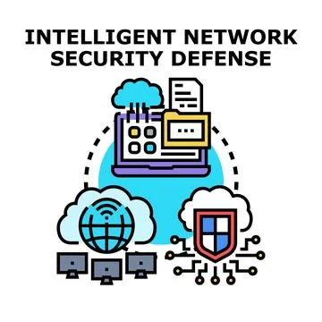 Intelligent network security defense system protecting digital data Stock Illustration