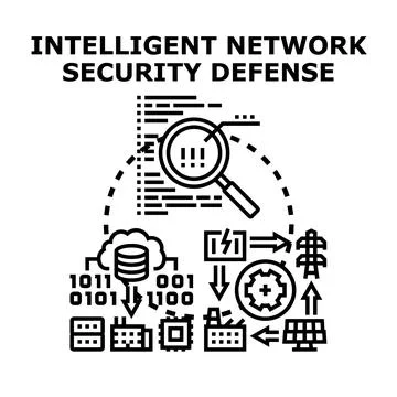 Intelligent network security defense system protecting data and networks Stock Illustration