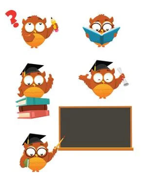 Intelligent Owl set Ilustração Stock
