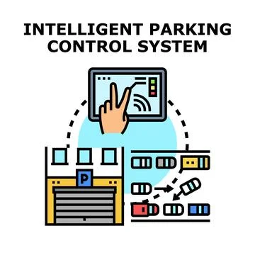 Intelligent parking control system managing vehicle parking Illustrazione stock