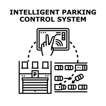 Intelligent parking control system managing vehicle parking Stock Illustration