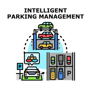 Intelligent parking management system optimizing urban parking Stock Illustration