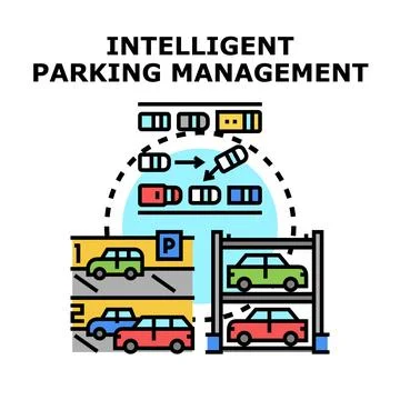 Intelligent parking management system organizing automated vehicle placement Stock Illustration
